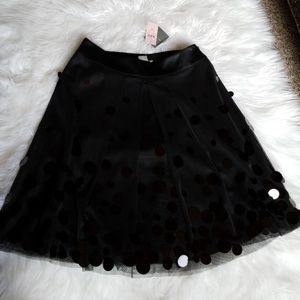 Ann Taylor 0P NWT fancy black skirt